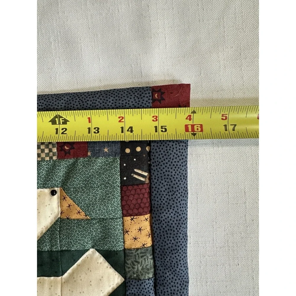 Vtg Folk Art Noahs Ark Mini Quilt 16x24 Wall Hanging Primitive Handmade